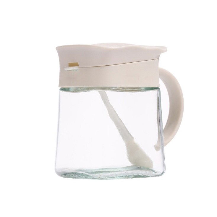 Organizatoare si Depozitare Bucatarie - Recipient Condimente, Flippy, din Stilca, 180 ml, cu Maner si Lingurita, 11.3 x 8.2 cm, Capac Ondulat, Alb