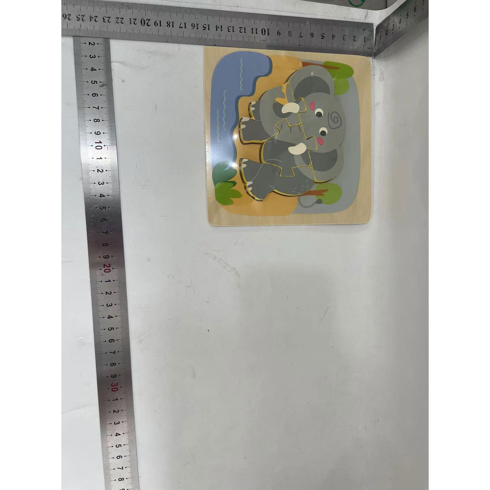 Jucarii educative - Puzzle Montessori din Lemn pentru Copii, Flippy, 3D, 0-3 Ani, Model Elefant, Educativ, Intuitiv, Creativ, 4 Piese, 15x15x0.5 cm, Multicolor