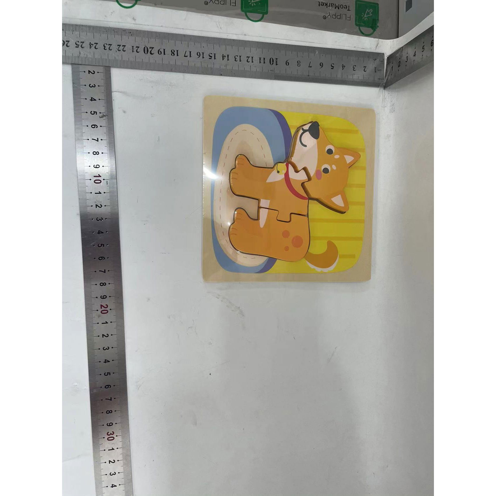 Jucarii educative - Puzzle Montessori din Lemn pentru Copii, Flippy, 3D, 0-3 Ani, Model Catel, Educativ, Intuitiv, Creativ, 3 Piese, 15x15x0.5 cm, Multicolor