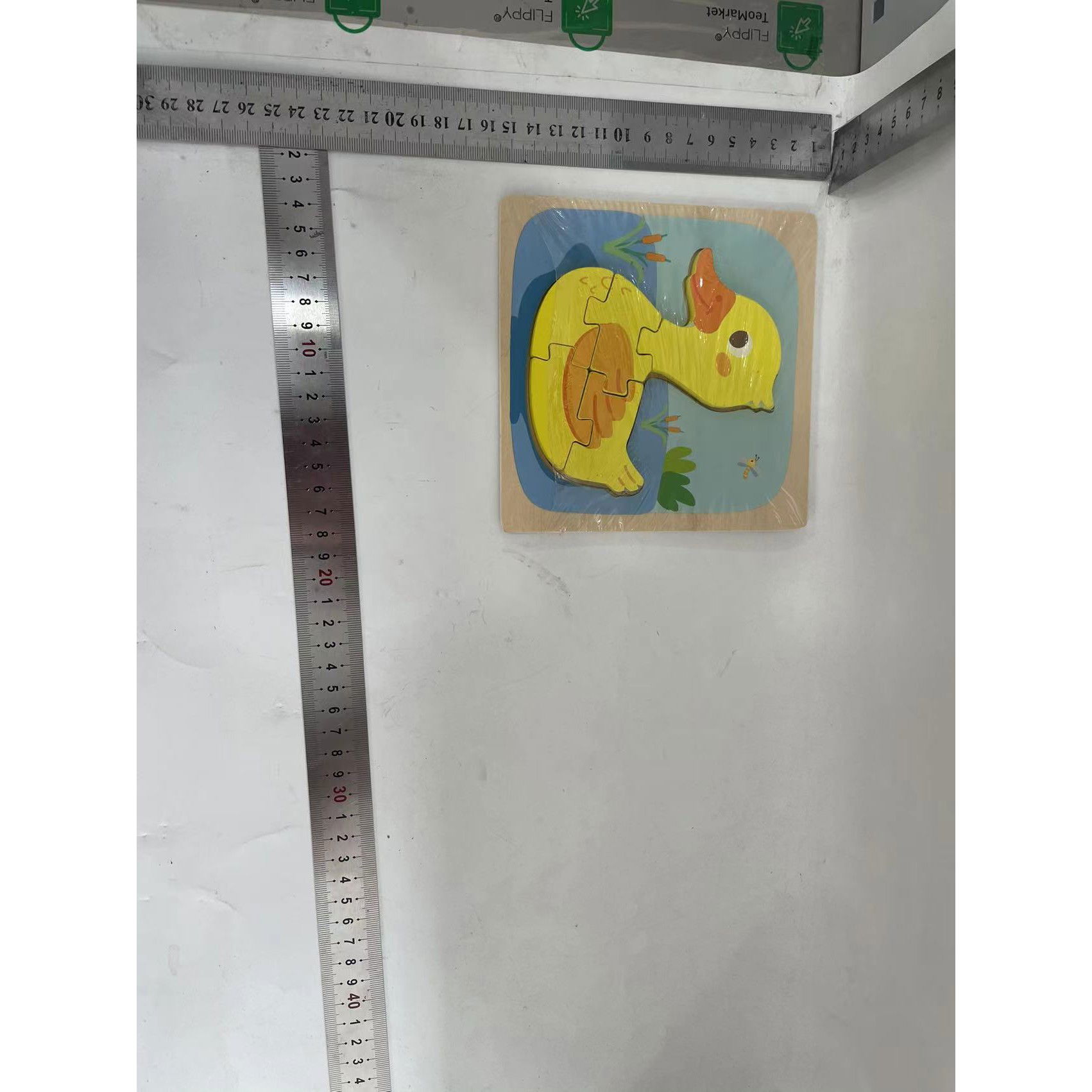 Jucarii educative - Puzzle Montessori din Lemn pentru Copii, Flippy, 3D, 0-3 Ani, Model Ratusca, Educativ, Intuitiv, Creativ, 5 Piese, 15x15x0.5 cm, Multicolor