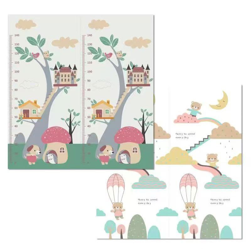 Covorase de joaca - Covoras pentru Copii, Flippy, cu 2 Fete, Model Ursulet/Catelusi, din XPE+PE, Impermeabil, Antiderapant, Protectie Termica, +3 Luni, Pliabil, 180 x 200 x 1.5 cm, Multicolor