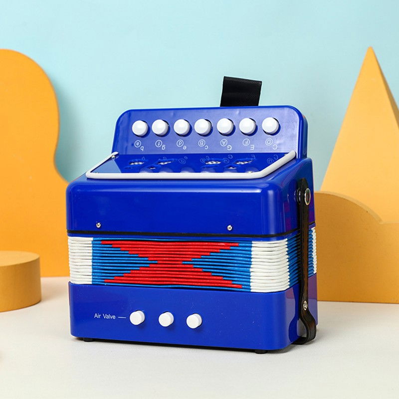 Acordeon Pentru Copii, Flippy, Acordeon Jucarie pentru Educatie Timpurie, 7 butoane 2 bass, Acordeon Instrument Muzical pentru Copii, 18 x 17 x 10 cm, Albastru [2]