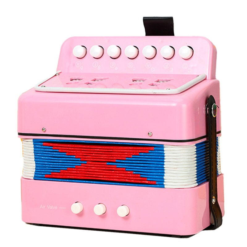 Acordeon Pentru Copii, Flippy, Acordeon Jucarie pentru Educatie Timpurie, 7 butoane 2 bass, Acordeon Instrument Muzical pentru Copii, 18 x 17 x 10 cm, Roz [1]