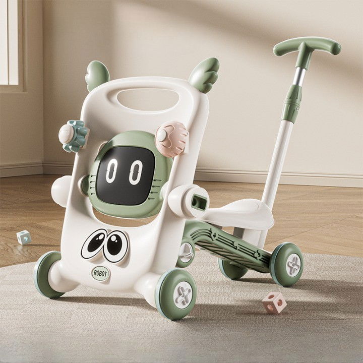 Antemergator pentru Copii 8 in 1, Flippy, Multifunctional, cu Maner de Impingere Detasabil, Scuter, Trotineta, Scaun Reglabil, Tavita Detasabila, Stabil, Antiderapant, 4 Roti, 56x44x64cm, 9-12 Luni, V [8]