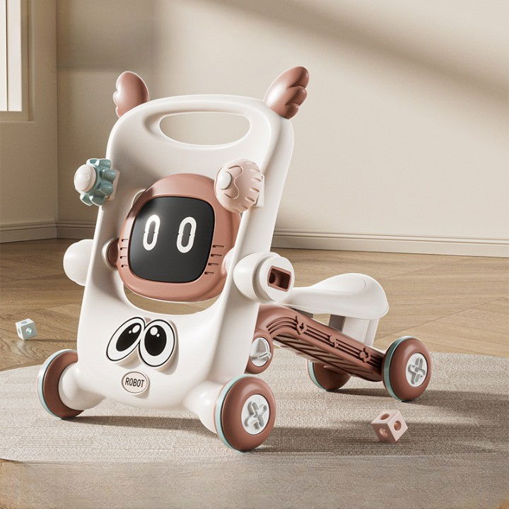 Antemergator pentru Copii 8 in 1, Flippy, Multifunctional, cu Maner de Impingere Detasabil, Scuter, Trotineta, Scaun Reglabil, Tavita Detasabila, Stabil, Antiderapant, 4 Roti, 56x44x64cm, 9-12 Luni, M [9]