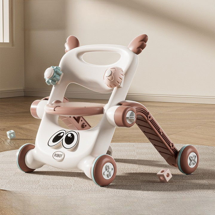 Antemergator pentru Copii 8 in 1, Flippy, Multifunctional, cu Maner de Impingere Detasabil, Scuter, Trotineta, Scaun Reglabil, Tavita Detasabila, Stabil, Antiderapant, 4 Roti, 56x44x64cm, 9-12 Luni, M [7]