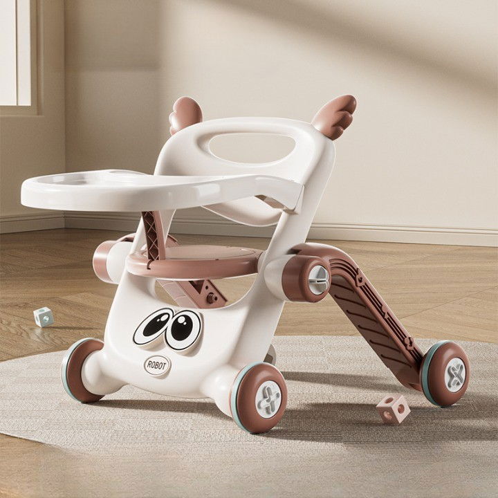 Antemergator pentru Copii 8 in 1, Flippy, Multifunctional, cu Maner de Impingere Detasabil, Scuter, Trotineta, Scaun Reglabil, Tavita Detasabila, Stabil, Antiderapant, 4 Roti, 56x44x64cm, 9-12 Luni, M [5]