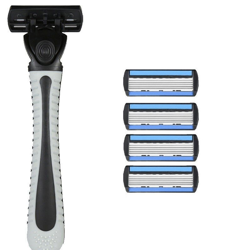 Aparat de Ras Manual, Flippy, din Otel Inoxidabil, Suport Lama + 4 Capete de Schimb Incluse, Cutie pentru Lame, Negru [1]