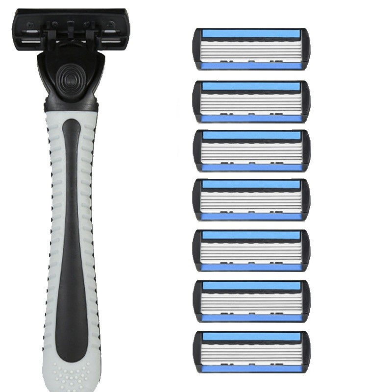 Aparat de Ras Manual, Flippy, din Otel Inoxidabil, Suport Lama + 7 Capete de Schimb Incluse, Cutie pentru Lame, Negru [1]