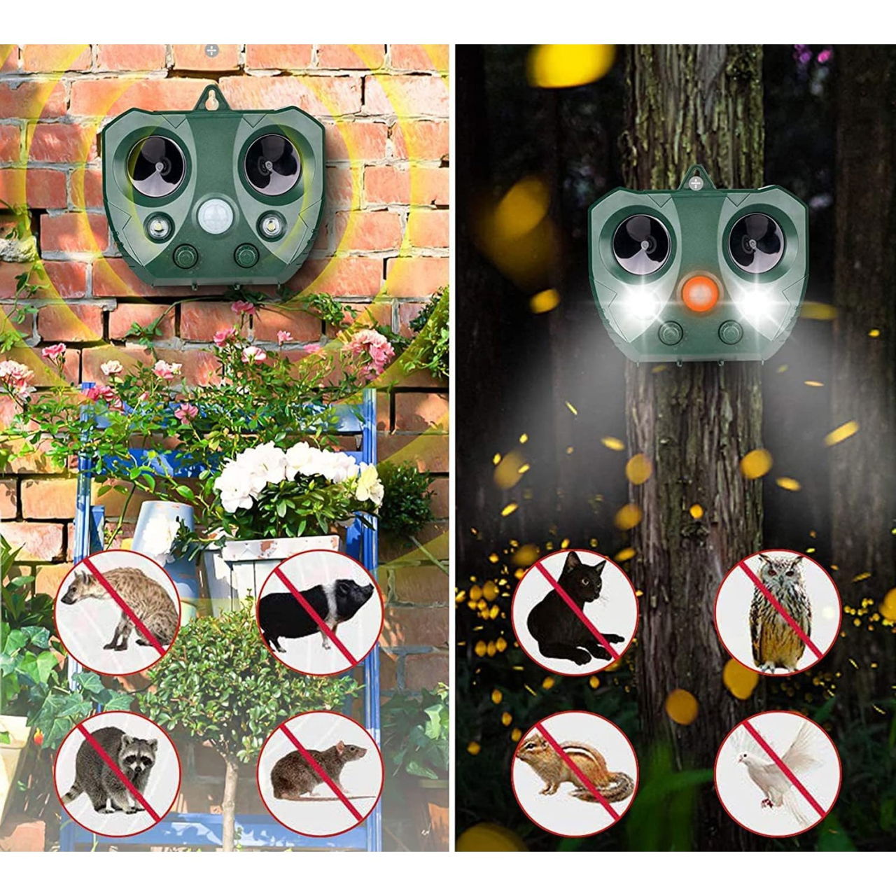 Aparat Solar LED cu Ultrasunete, Flippy, Repelent pentru Animale Mari si Mici, Lumina Rosie si Alba, Anti Rozatoare, Anti Insecte, 15 x 14 x 24 cm, Verde [7]