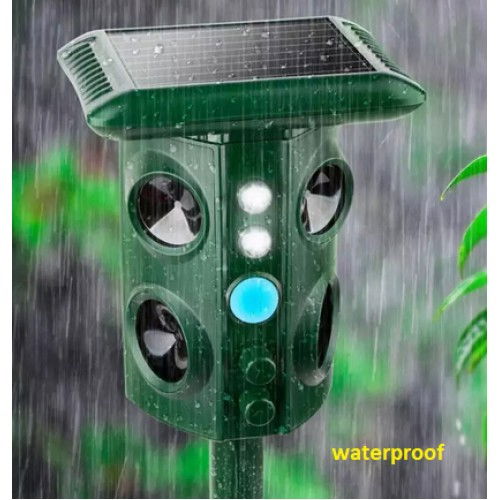 Aparat Solar LED cu Ultrasunete, Flippy, Repelent pentru Animale Mari si Mici, Lumina Rosie si Alba, Anti Rozatoare, Anti Insecte, Frecventa 13.5KHZ-45.5KHZ, Senzor PIR, 15.5 x 15.4 x 26.2 cm, Verde [4]