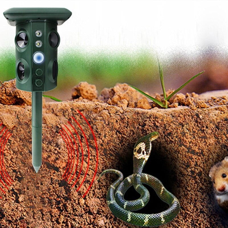 Aparat Solar LED cu Ultrasunete, Flippy, Repelent pentru Animale Mari si Mici, Lumina Rosie si Alba, Anti Rozatoare, Anti Insecte, Frecventa 13.5KHZ-45.5KHZ, Senzor PIR, 15.5 x 15.4 x 26.2 cm, Verde [3]