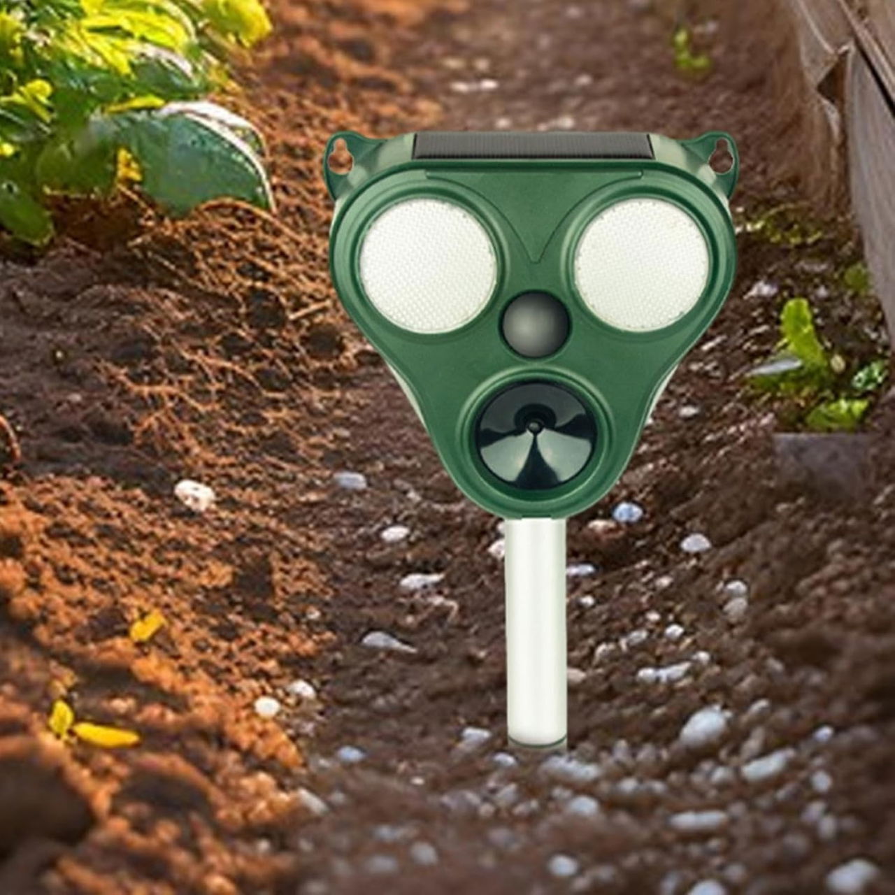 Aparat Solar LED cu Ultrasunete, Flippy, Repelent pentru Animale Mari si Mici, Lumina Rosie si Alba, Anti Rozatoare, Anti Insecte, Frecventa 13.5KHZ-65 KHZ, Senzor PIR, 13 x 14.7 x 24.5 cm, Verde [7]