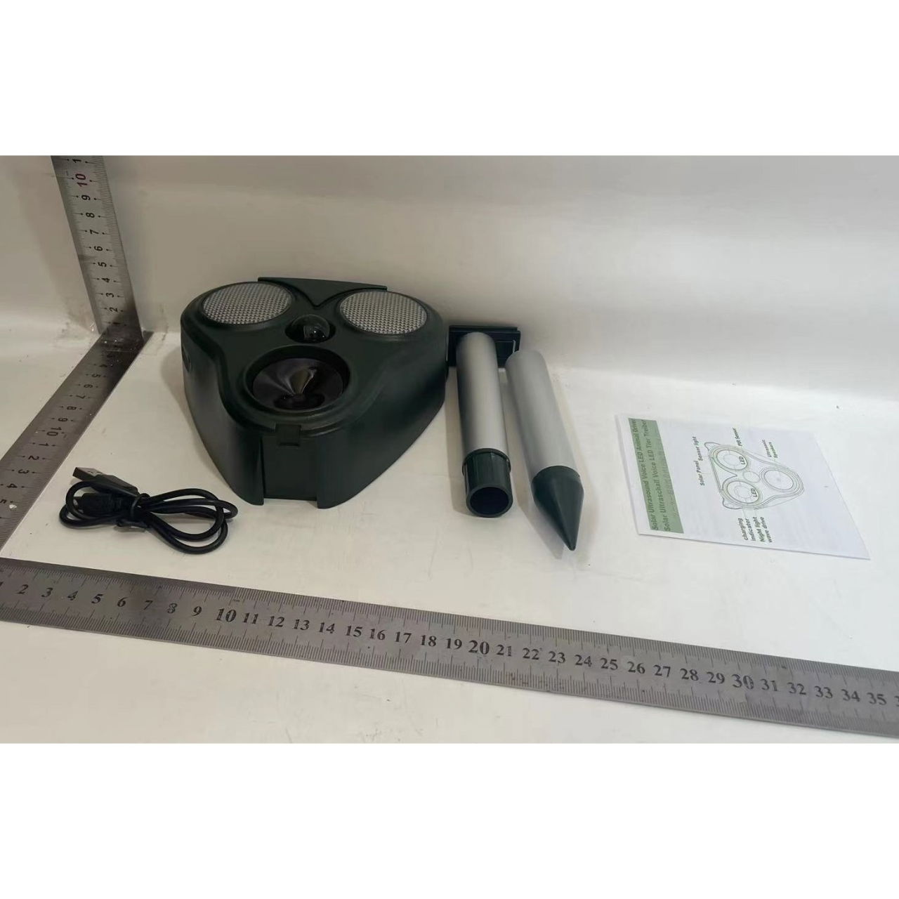 Aparat Solar LED cu Ultrasunete, Flippy, Repelent pentru Animale Mari si Mici, Lumina Rosie si Alba, Anti Rozatoare, Anti Insecte, Frecventa 13.5KHZ-65 KHZ, Senzor PIR, 13 x 14.7 x 24.5 cm, Verde [2]