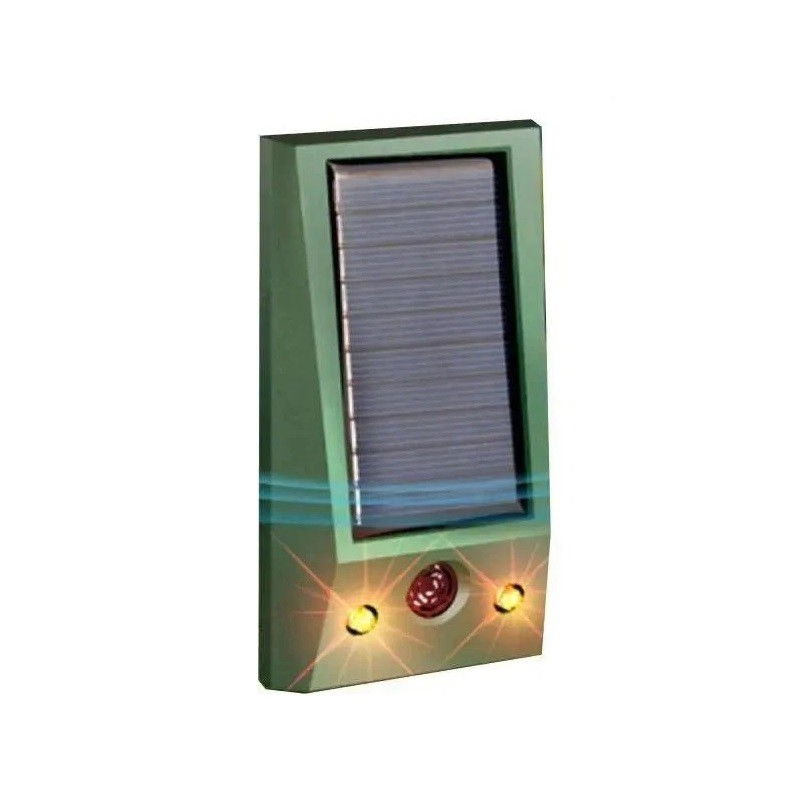 Aparat Solar LED cu Ultrasunete, Flippy, Repelent pentru Animale Mari si Mici, Lumina Rosie si Alba, Anti Rozatoare, Anti Insecte, Frecventa 9-36.5KHZ, 12 X 6.5 cm, Verde [1]