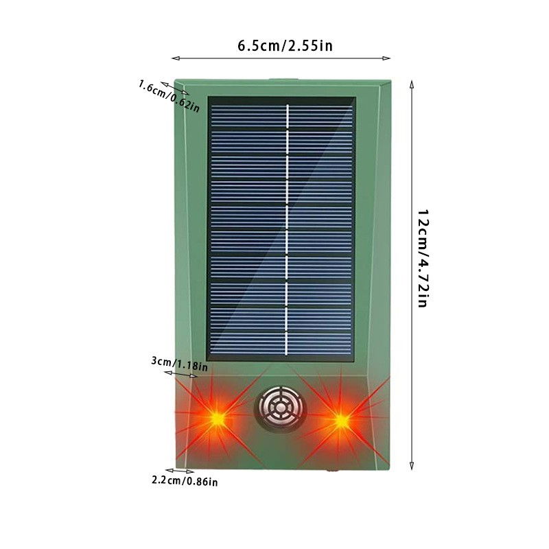 Aparat Solar LED cu Ultrasunete, Flippy, Repelent pentru Animale Mari si Mici, Lumina Rosie si Alba, Anti Rozatoare, Anti Insecte, Frecventa 9-36.5KHZ, 12 X 6.5 cm, Verde [5]