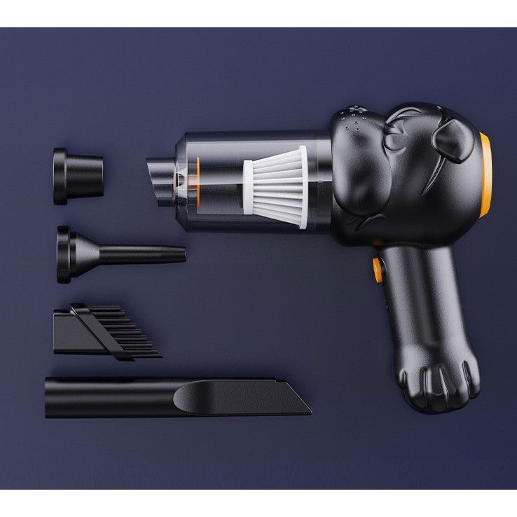 Aspirator Auto 4 in 1 Portabil fara Fir, Flippy, 120W, Autonomie 1-3 h, 2 Viteze, Aspirare Umeda/Uscata, Functia de Sulfare/Umflare, Negru [2]