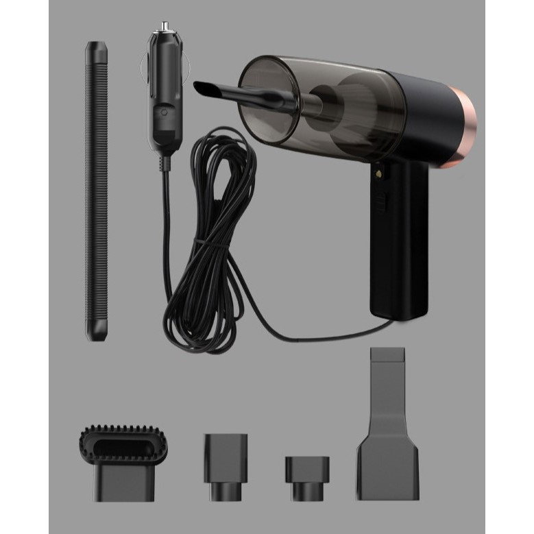 Aspirator Portabil Auto, Flippy, pentru Casa si Masina, Cablu Auto, Tub Prelungitor, 4 Capete de Aspirare, 20x16x19cm, Negru [11]