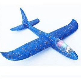 Avion Planor cu Pilot, Flippy, Din Polistiren, Cu Lumini in Cabina Pilotului, Lungime 47 cm, Albastru [4]