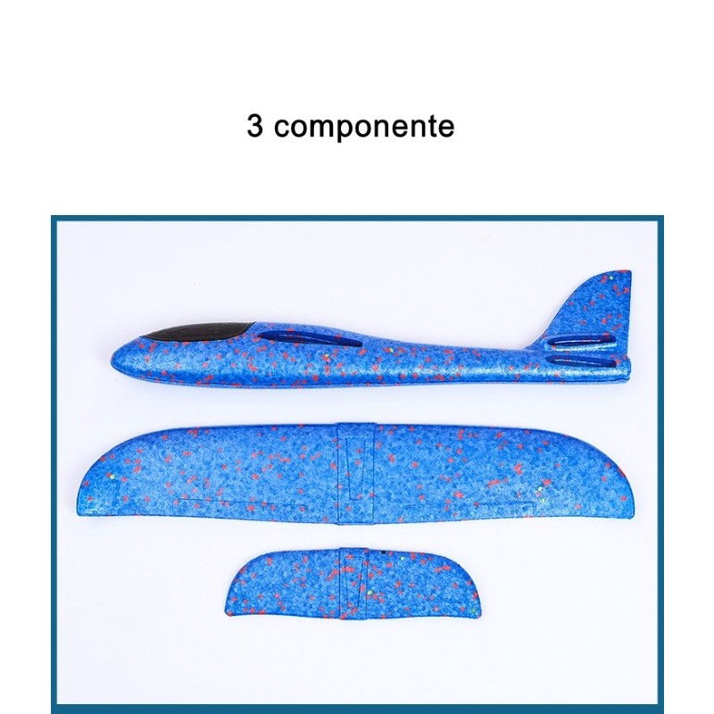 Avion planor din polistiren in punga , lungime 47 cm , cu lumini pe cap, Albastru , Flippy [3]