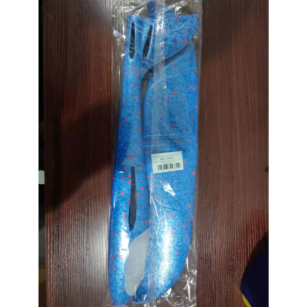 Avion planor din polistiren in punga , lungime 47 cm , cu lumini pe cap, Albastru , Flippy [8]