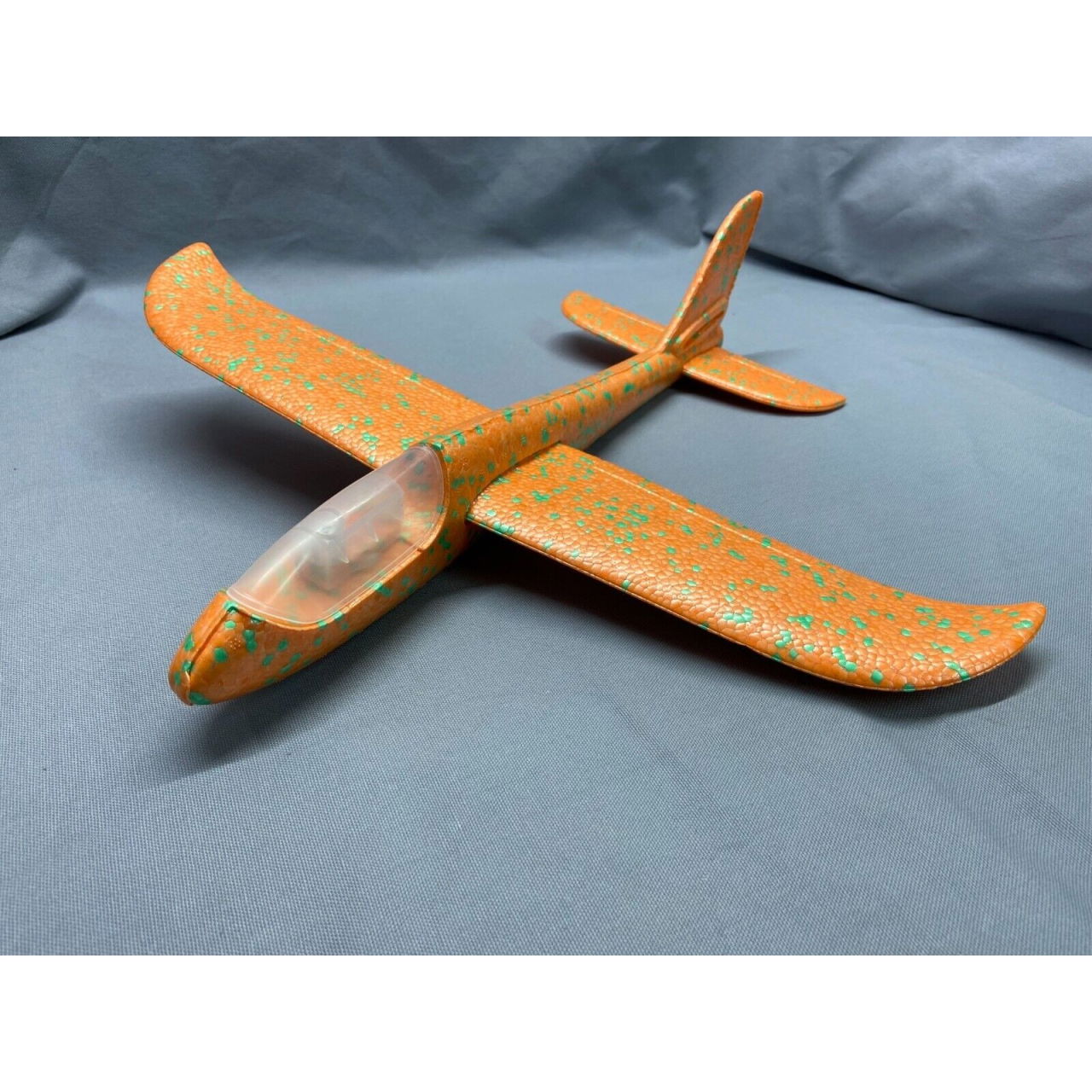 Avion planor din polistiren in punga , lungime 47 cm , cu lumini pe varf, Portocaliu, Flippy [4]