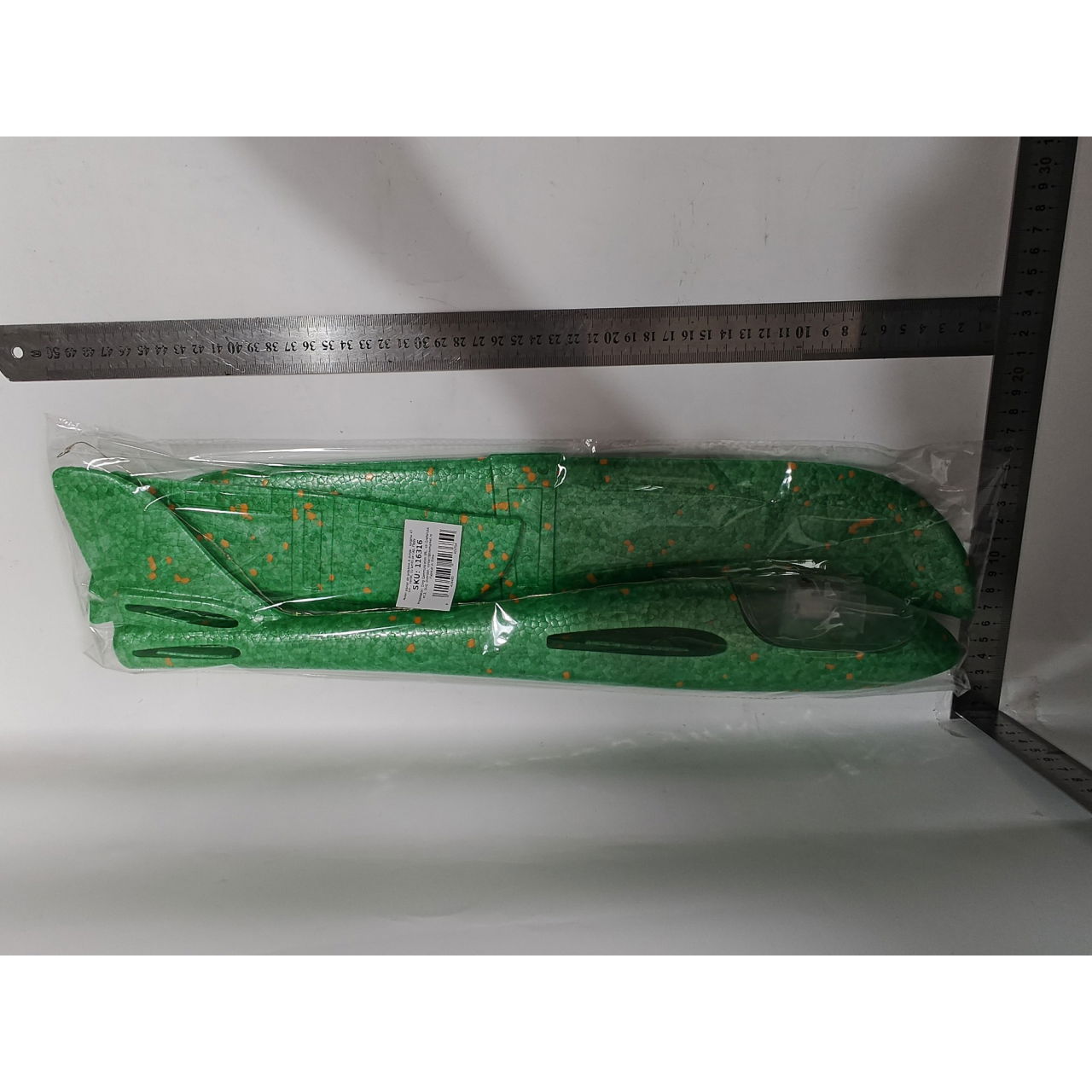 Avion planor din polistiren in punga , lungime 47 cm , Verde, cu lumini pe cap, Flippy [4]