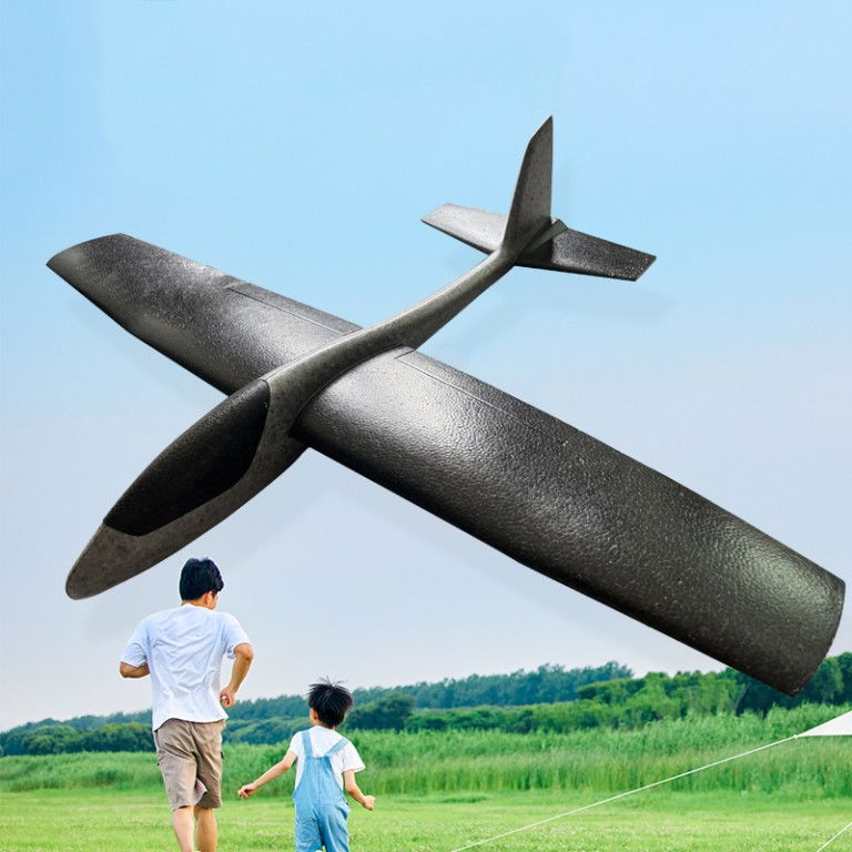 Avion Zburator, Flippy, Tip Planor, 83 cm Lungime, +3 Ani, din Polistiren, Aruncare 10 - 30 m, Negru [2]