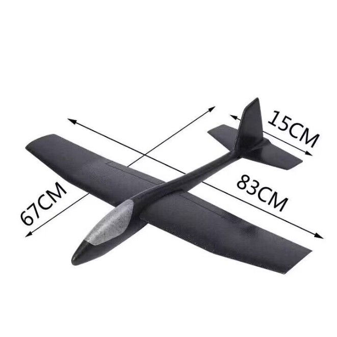 Avion Zburator, Flippy, Tip Planor, 83 cm Lungime, +3 Ani, din Polistiren, Aruncare 10 - 30 m, Negru [3]