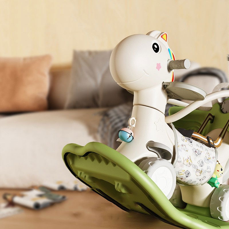 Balansoar pentru Copii, Flippy, 3in1, cu Spatar si Bara de Siguranta, Maner cu Cos de Basket, Tava de Masa, 80 x 43 x 83 cm, din Plastic, + 3 Ani, Verde [5]