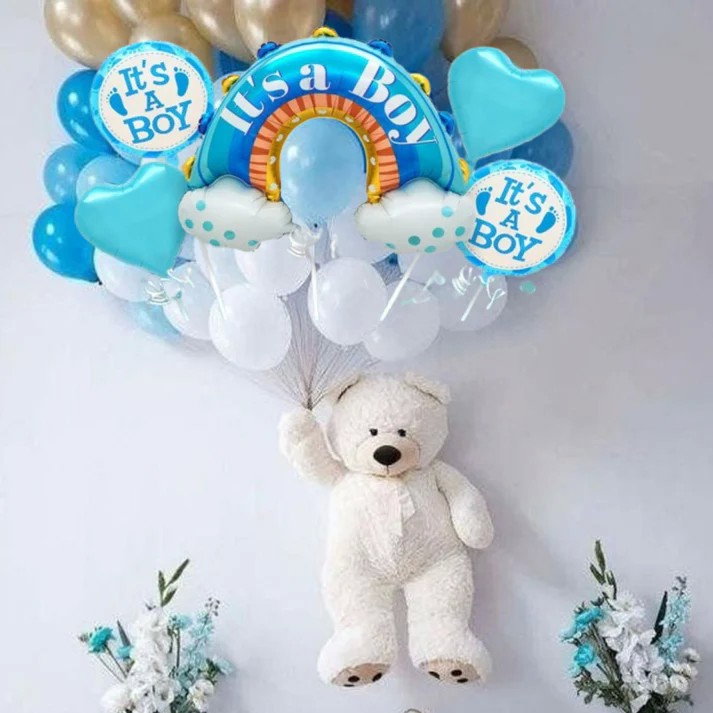 Baloane decorative tematica BABY SHOWER, Flippy, ITS A BOY, pentru gender reveal, botez, set din 5 bucati, 66 x 91 cm, Albastru [2]