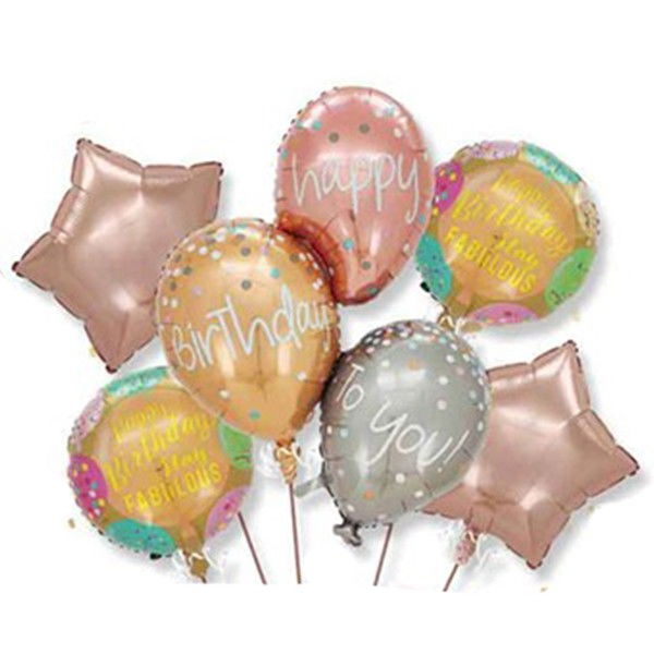 Baloane pentru aniversare, Flippy, tematica Happy Birthday, set 7 baloane, 3 in1 Balon 86 x 110 cm, 2 Stele, 2 Rotunde, din folie de aluminiu, pai de carton inclus, Multicolor [1]
