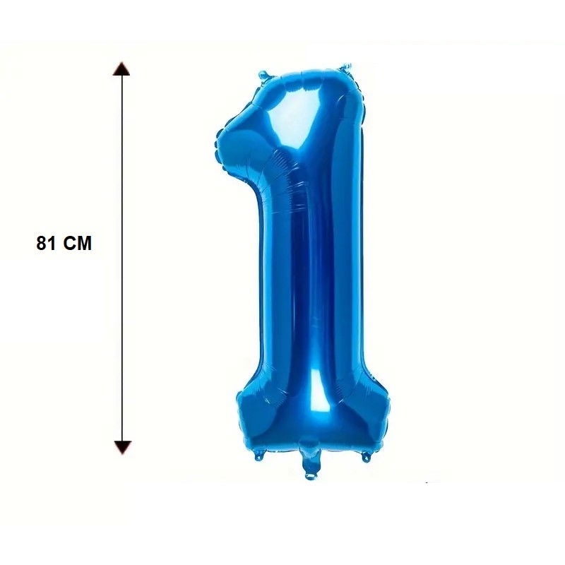 Balon din Folie Flippy, Cifra 1, 81 cm, Pentru Aer sau Heliu, Bulk, Albastru [3]