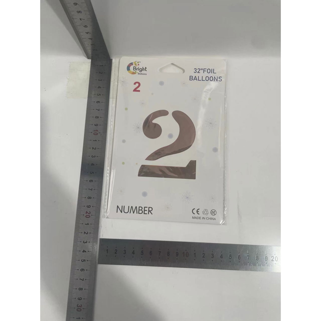 Balon din Folie Flippy, Cifra 2, 81 cm, Pentru Aer sau Heliu, Bulk, Roz Auriu [7]