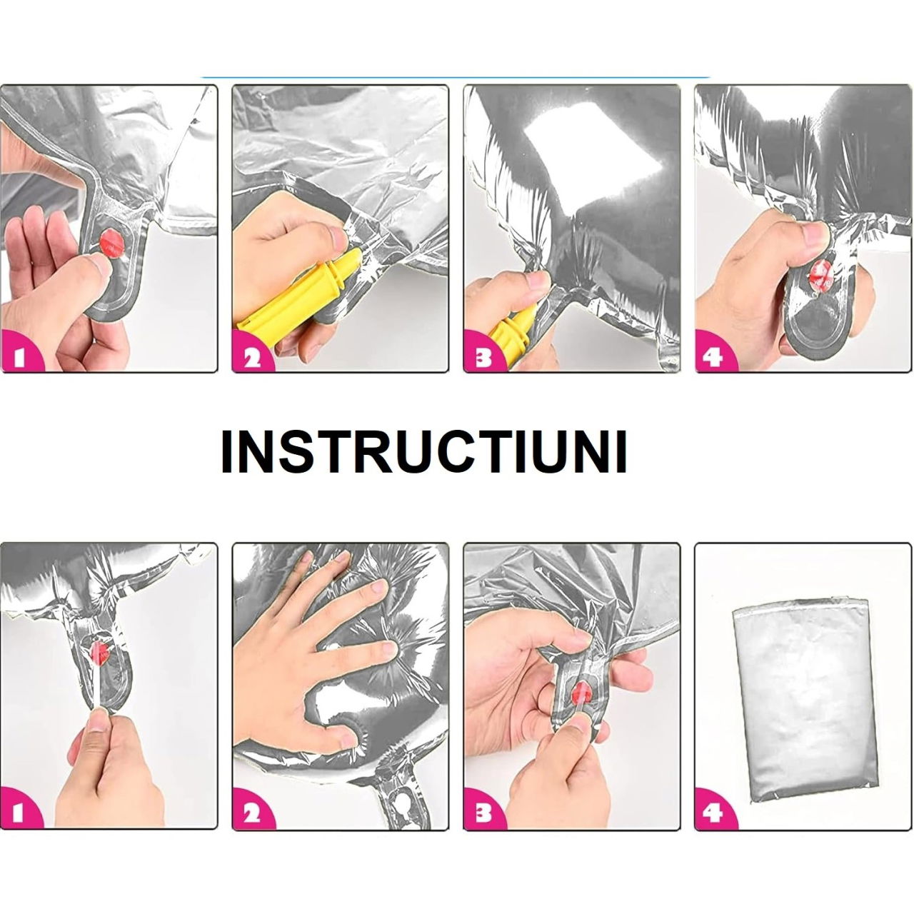 Balon din Folie Flippy, Cifra 3, 81 cm, Pentru Aer sau Heliu, Bulk, Argintiu [7]