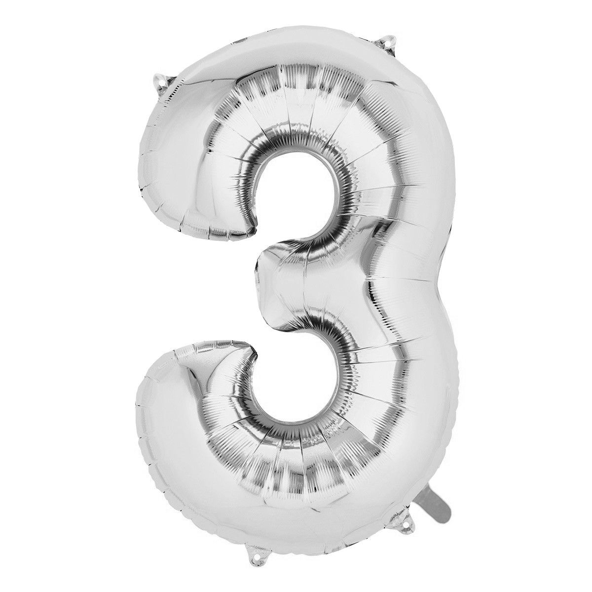 Balon din Folie Flippy, Cifra 3, 81 cm, Pentru Aer sau Heliu, Bulk, Argintiu [1]