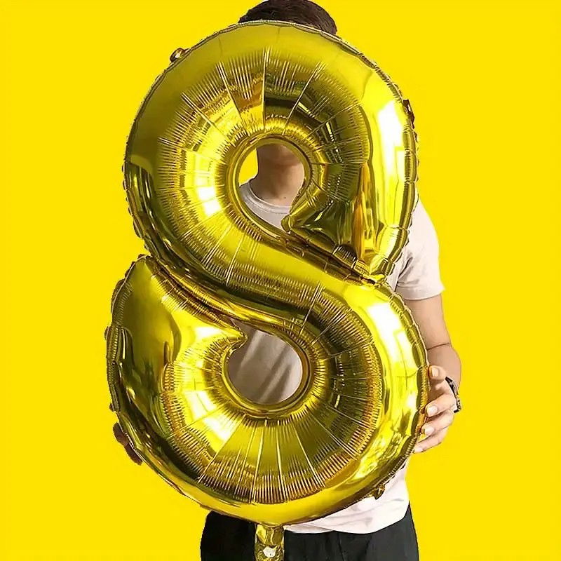 Balon din Folie Flippy, Cifra 8, 81 cm, Pentru Aer sau Heliu, Bulk, Auriu [3]