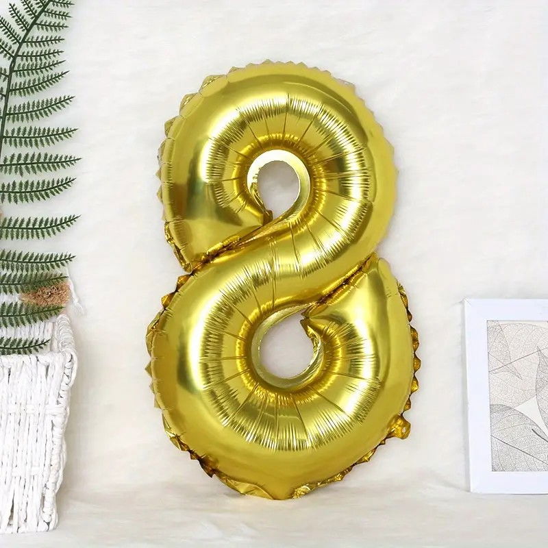 Balon din Folie Flippy, Cifra 8, 81 cm, Pentru Aer sau Heliu, Bulk, Auriu [2]