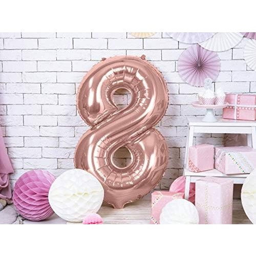 Balon din Folie Flippy, Cifra 8, 81 cm, Pentru Aer sau Heliu, Bulk, Roz Auriu [4]