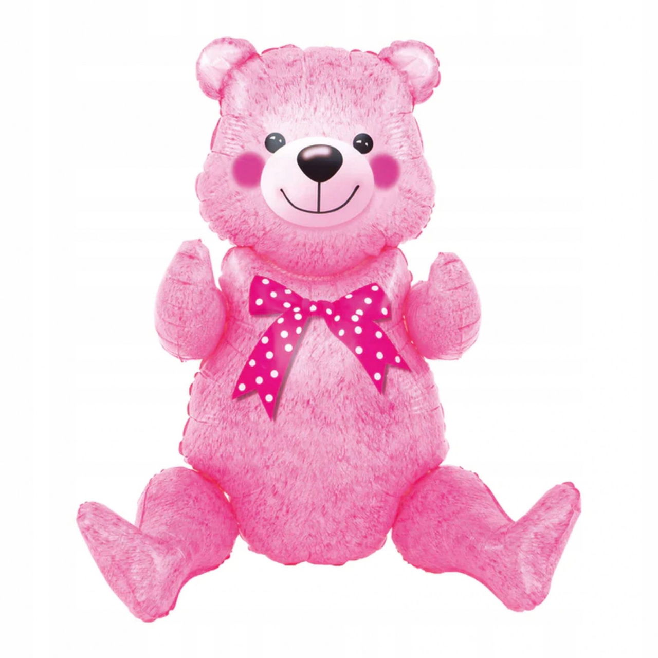 Balon din Folie Metalizata, Flippy, Figurina Animalute, Model Ursulet Asezat, Tematica Aniversare, 44x82.5 cm, Ambalaj Individual, Pai Inclus, Umflare cu Aer sau Heliu, Roz [2]