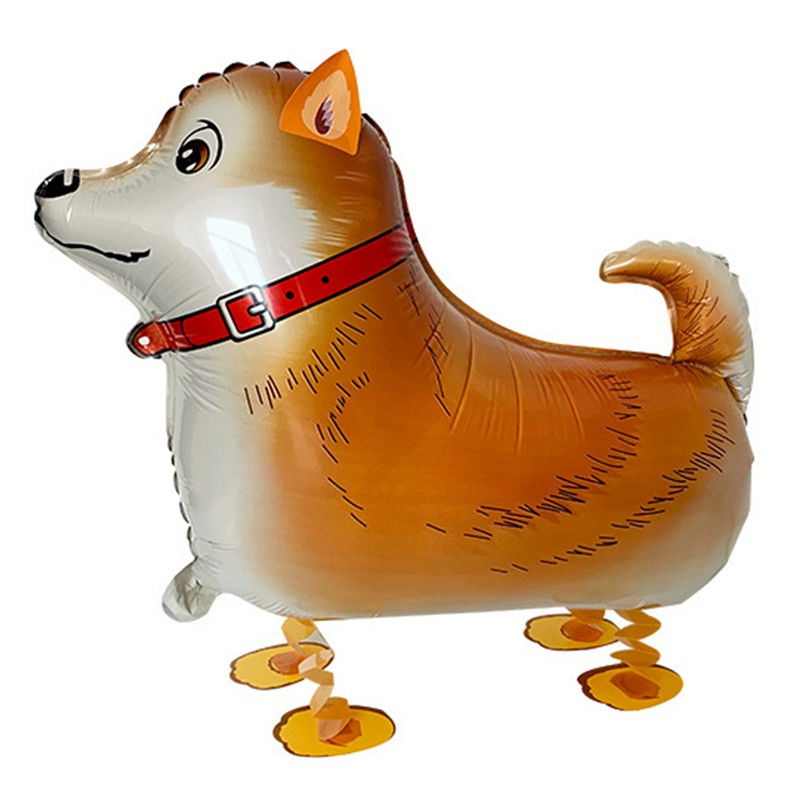 Balon din Folie Metalizata, Flippy, Figurina Animata, Model Catel, 59x44 cm, Ambalaj Individual, Pai Inclus, Umflare cu Aer sau Heliu, Maro inchis [1]