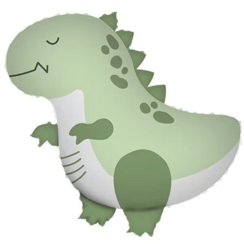 Balon din Folie Metalizata, Flippy, Figurina Animata, Model Dinozaur, 55 x 54 cm, Ambalaj Individual, Pai Inclus, Umflare cu Aer sau Heliu, Verde [1]