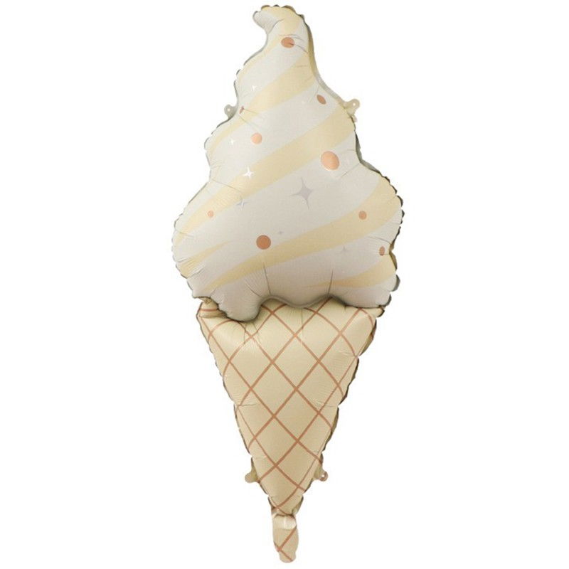 Balon din Folie Metalizata, Flippy, Figurina Animata, Model Inghetata, 95 x 42 cm, Ambalaj Individual, Pai Inclus, Umflare cu Aer sau Heliu, Maro [1]