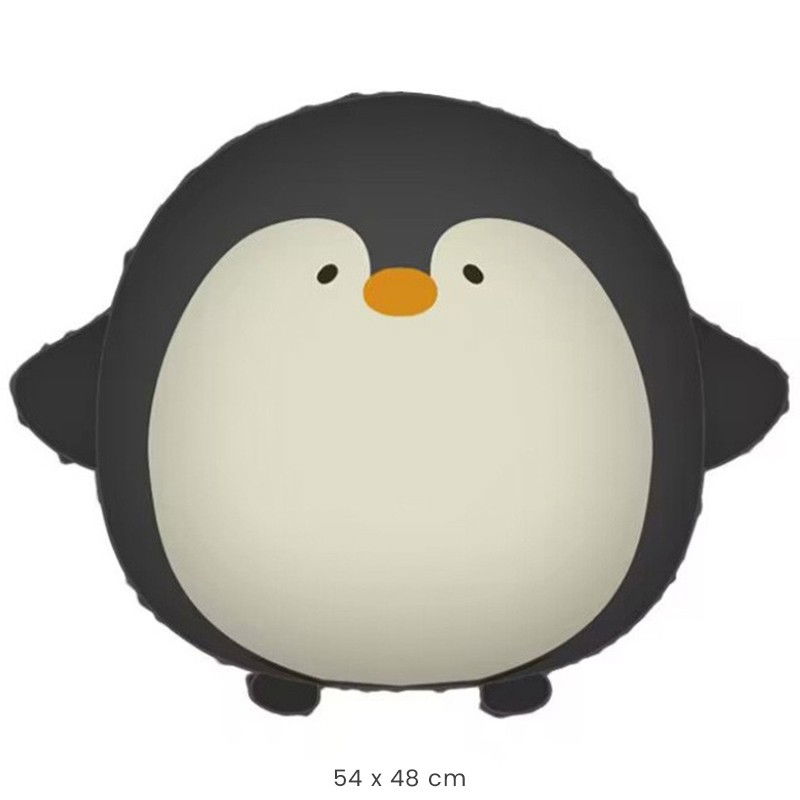Balon din Folie Metalizata, Flippy, Figurina Animata, Model Pinguin, 54 x 48 cm, Ambalaj Individual, Pai Inclus, Umflare cu Aer sau Heliu, Negru [2]