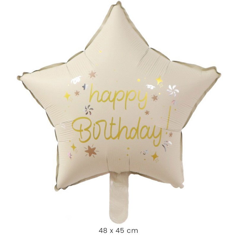 Balon din Folie Metalizata, Flippy, Figurina Animata, Model Stea, 45 cm, Ambalaj Individual, Pai Inclus, Umflare cu Aer sau Heliu, Bej [2]