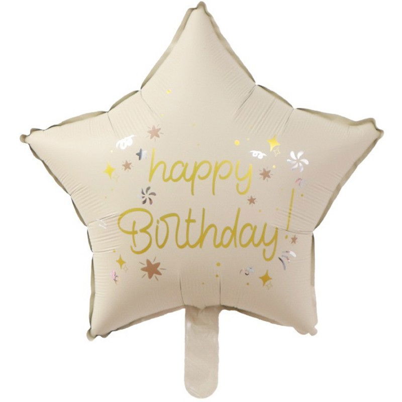 Balon din Folie Metalizata, Flippy, Figurina Animata, Model Stea, 45 cm, Ambalaj Individual, Pai Inclus, Umflare cu Aer sau Heliu, Bej [1]