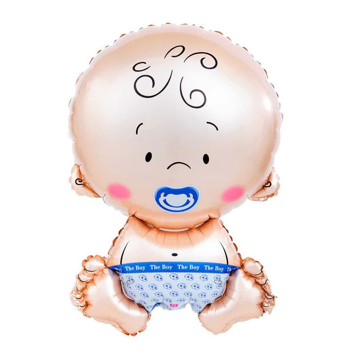 Balon din Folie Metalizata, Flippy, Figurina Baietel, Tema Botez, 73x48 cm, Ambalaj Individual, Pai Inclus, Umflare cu Aer sau Heliu, Albastru [5]