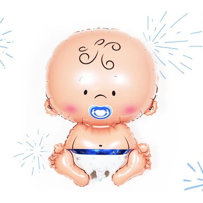 Balon din Folie Metalizata, Flippy, Figurina Baietel, Tema Botez, 73x48 cm, Ambalaj Individual, Pai Inclus, Umflare cu Aer sau Heliu, Albastru [8]