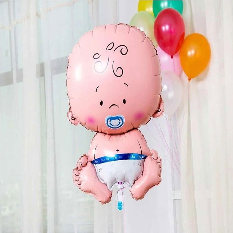 Balon din Folie Metalizata, Flippy, Figurina Baietel, Tema Botez, 73x48 cm, Ambalaj Individual, Pai Inclus, Umflare cu Aer sau Heliu, Albastru [3]
