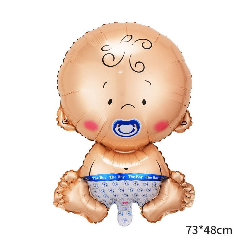 Balon din Folie Metalizata, Flippy, Figurina Baietel, Tema Botez, 73x48 cm, Ambalaj Individual, Pai Inclus, Umflare cu Aer sau Heliu, Albastru [2]